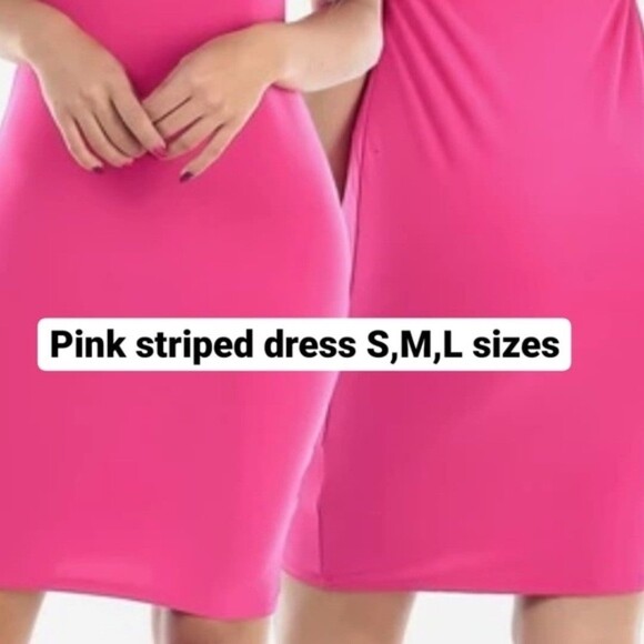 Pink Striped Bodycon Dress M - Picture 7 of 7